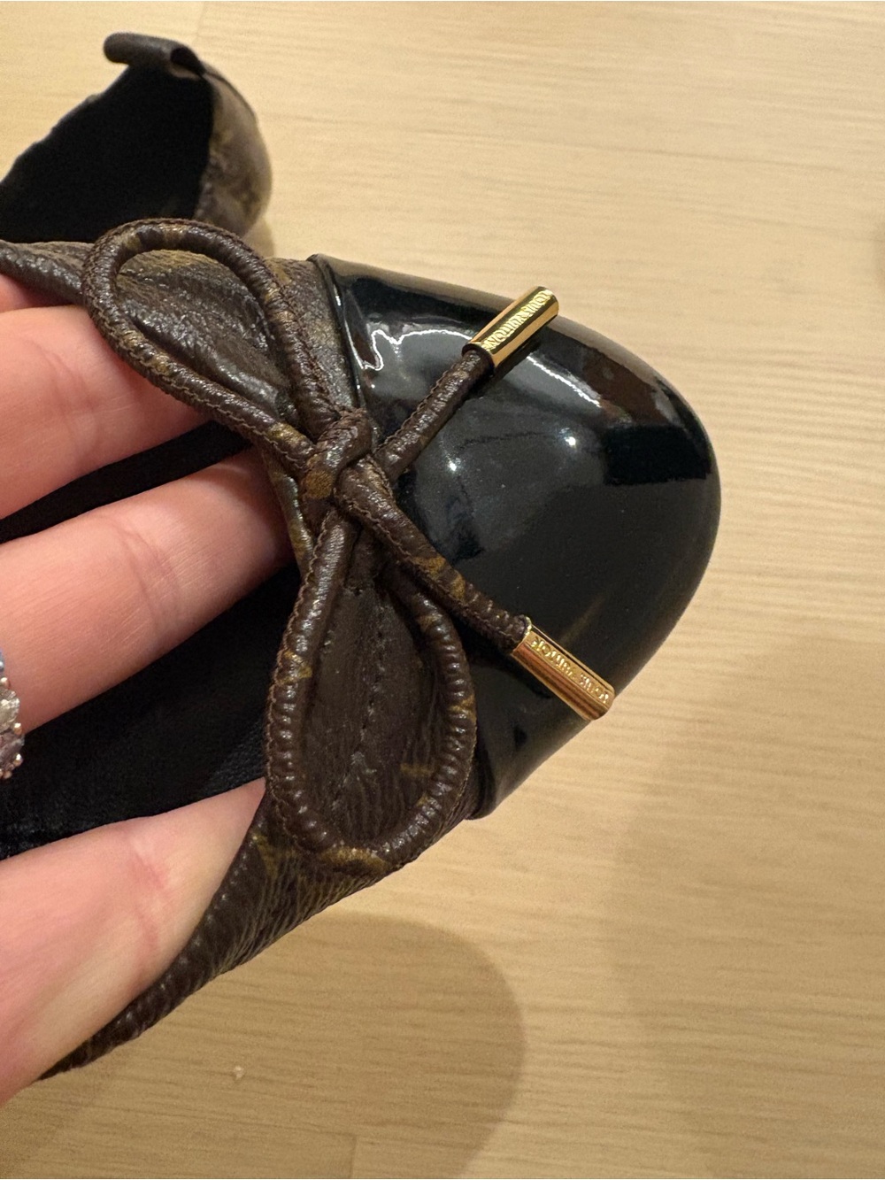 Louis Vuitton Brown Monogram Patent Toe Ballet Flats - Picture 6 of 9